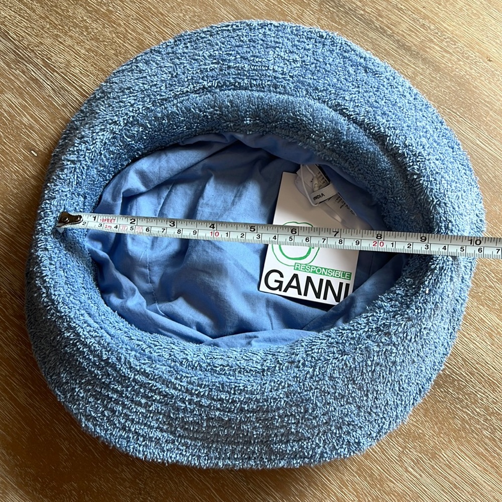 GANNI Beach Terry Bucket Hat Blue Size M/L - Picture 6 of 6